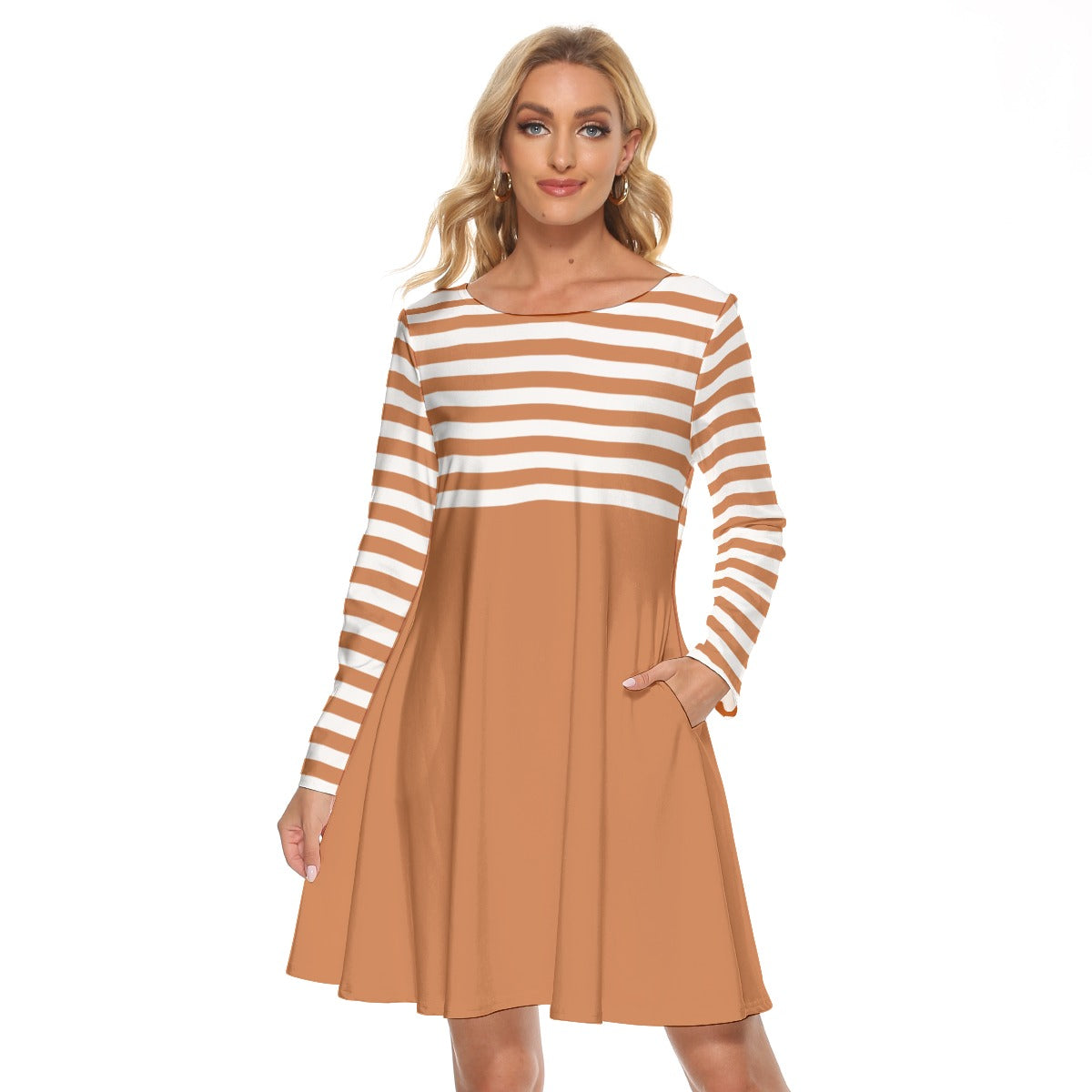 Striped Long Sleeve Adult Dress