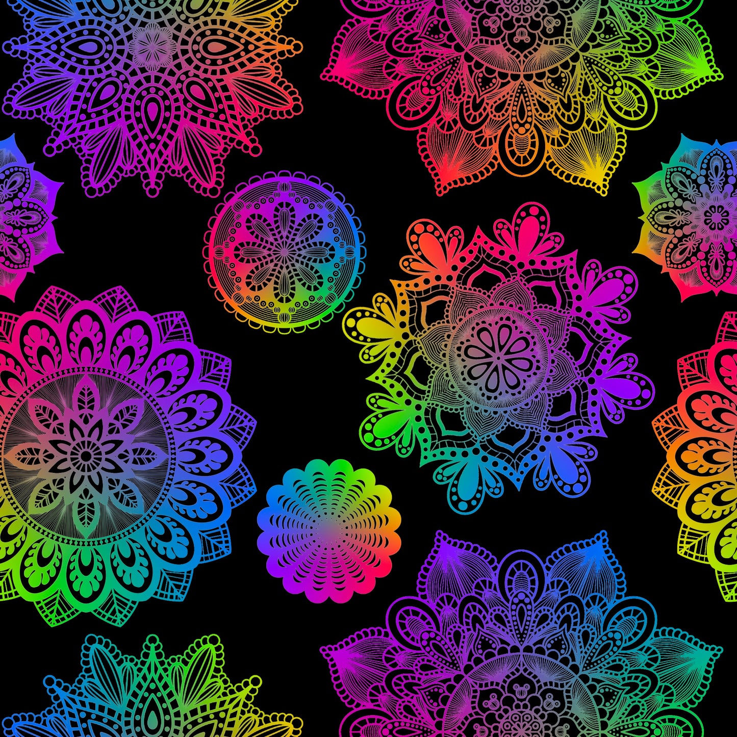 Rainbow Mandala Adult Button Up