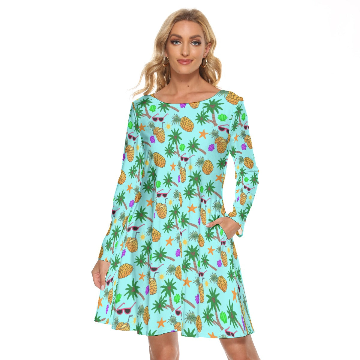 Tropical Getaway Long Sleeve Adult Dress