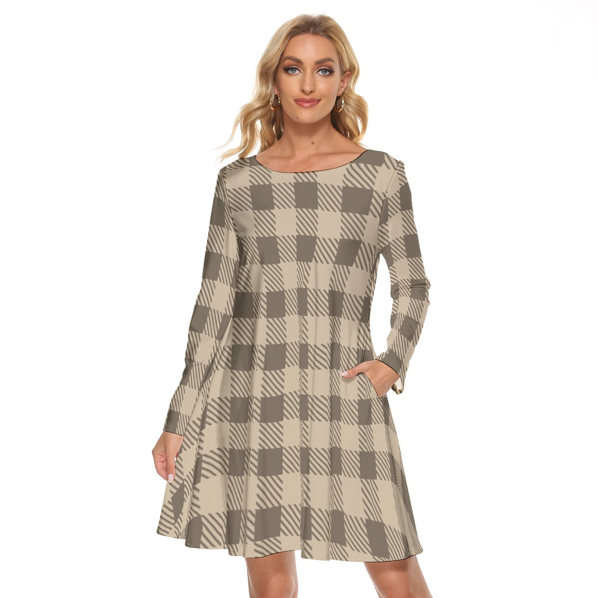 Fall Favorites Long Sleeve Adult Dress Plaid