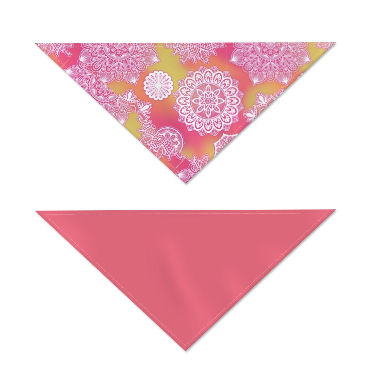 Bandana para mascotas con mandala rosa de doble cara