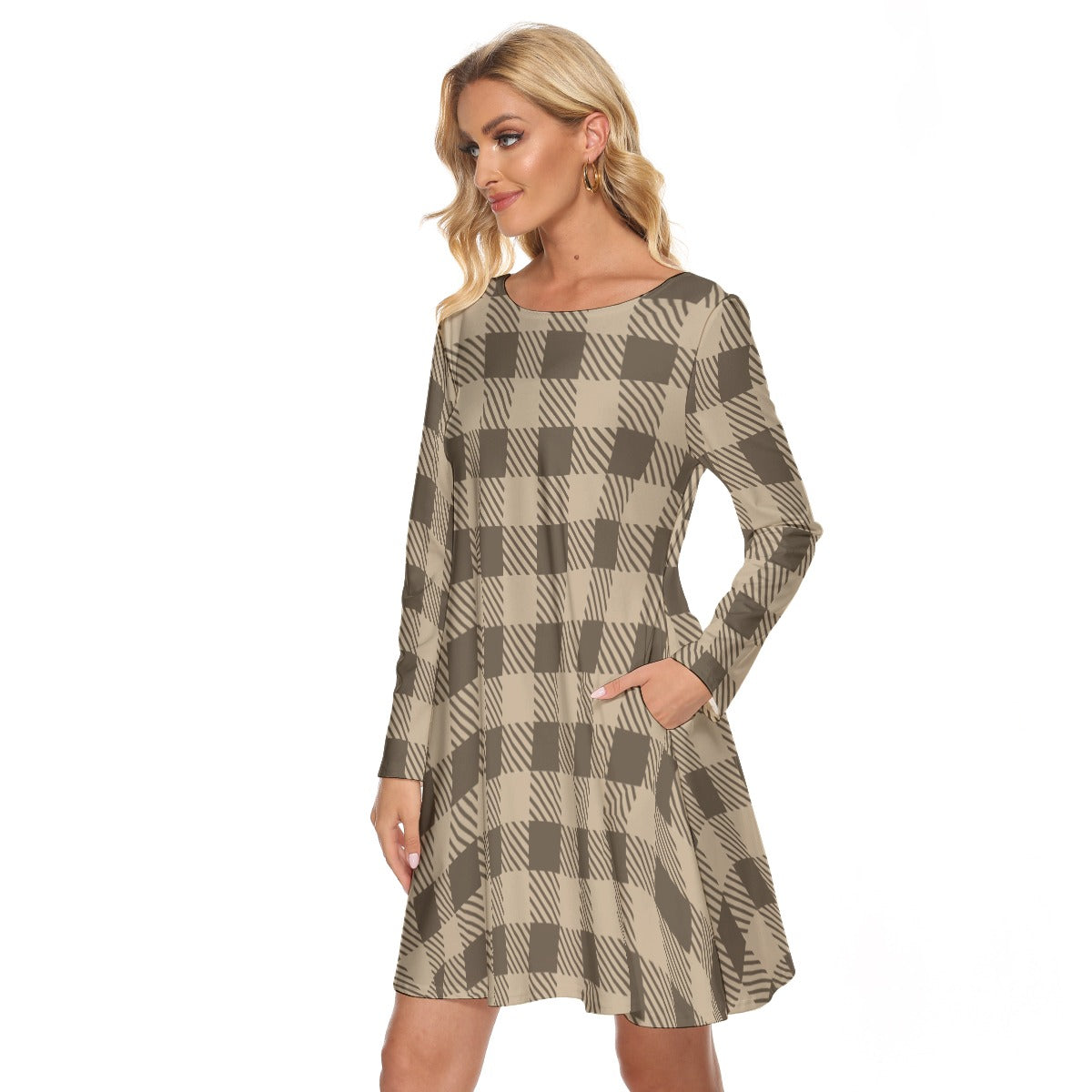 Fall Favorites Long Sleeve Adult Dress Plaid