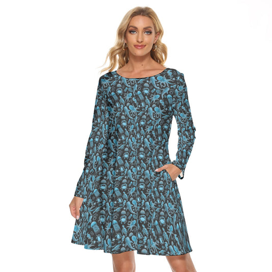 Deep Blue Sea Long Sleeve Adult Dress