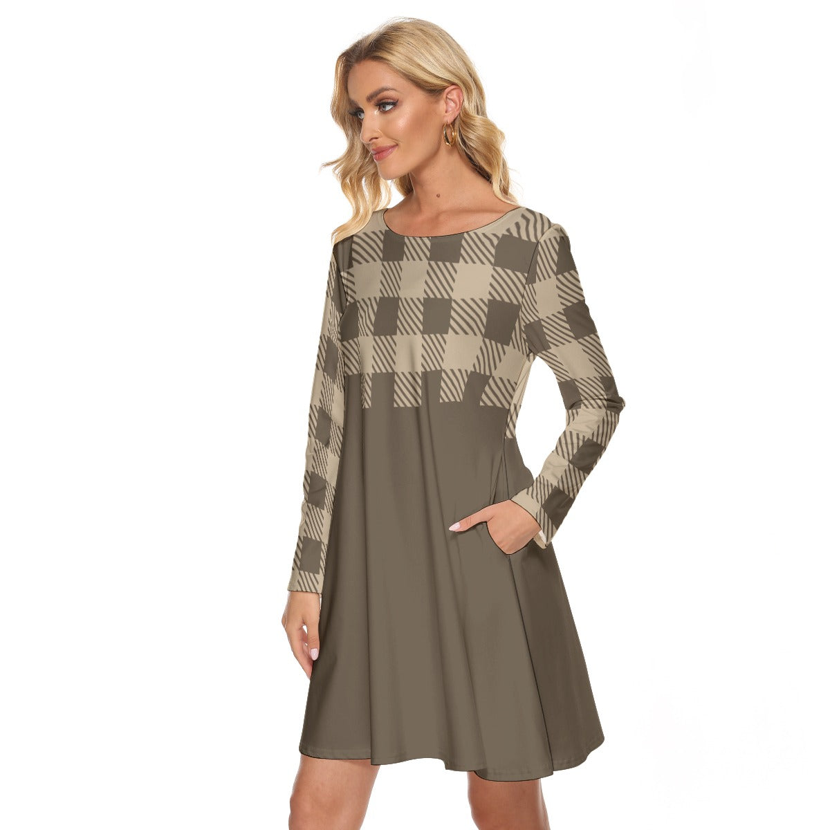 Fall Favorites Long Sleeve Adult Dress Plaid