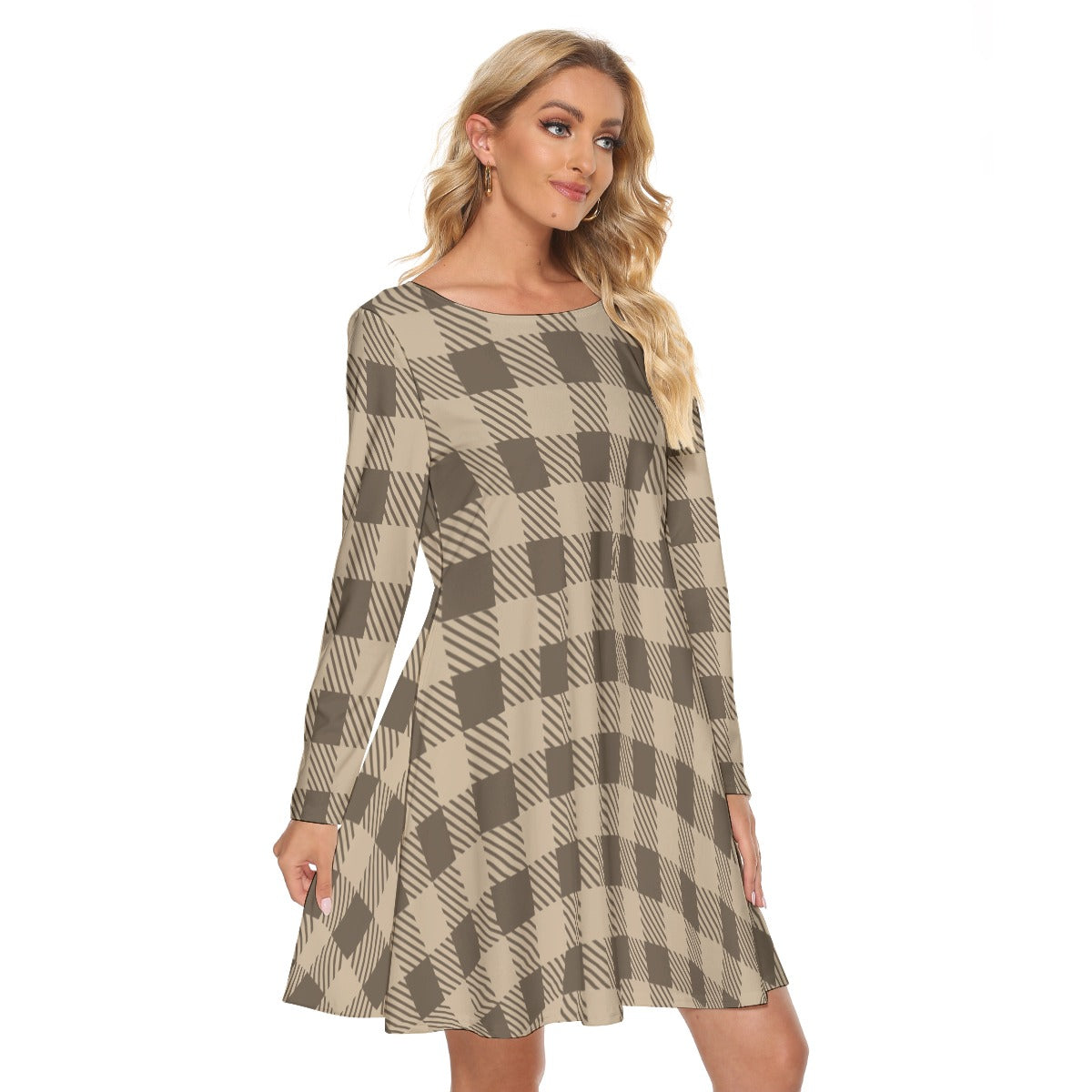 Fall Favorites Long Sleeve Adult Dress Plaid